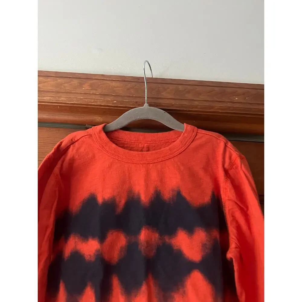 GAP Kids Boy's Tie Dye Lightweight T-Shirt Long Sleeve Orange/Navy Blue Size S